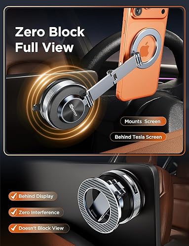 Miniatura 3 de Soporte de teléfono para automóvil ajustable de 360, soporte plegable para teléfono Tesla 2026, soporte MagSafe de aluminio para teléfono Tesla para