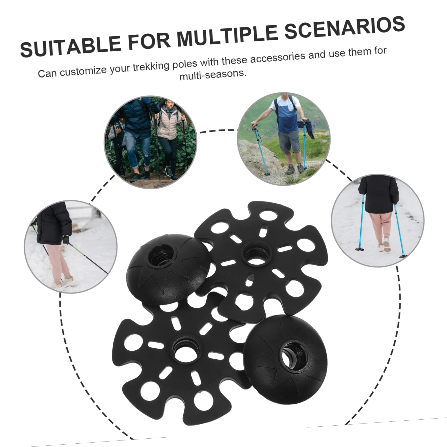 SOIMISS 4 pièces Embouts de Bâtons de Randonnée Caoutchouc Antidérapants pour Seniors Protection Boue et Neige Accessoires Trekking et Canne de Marche