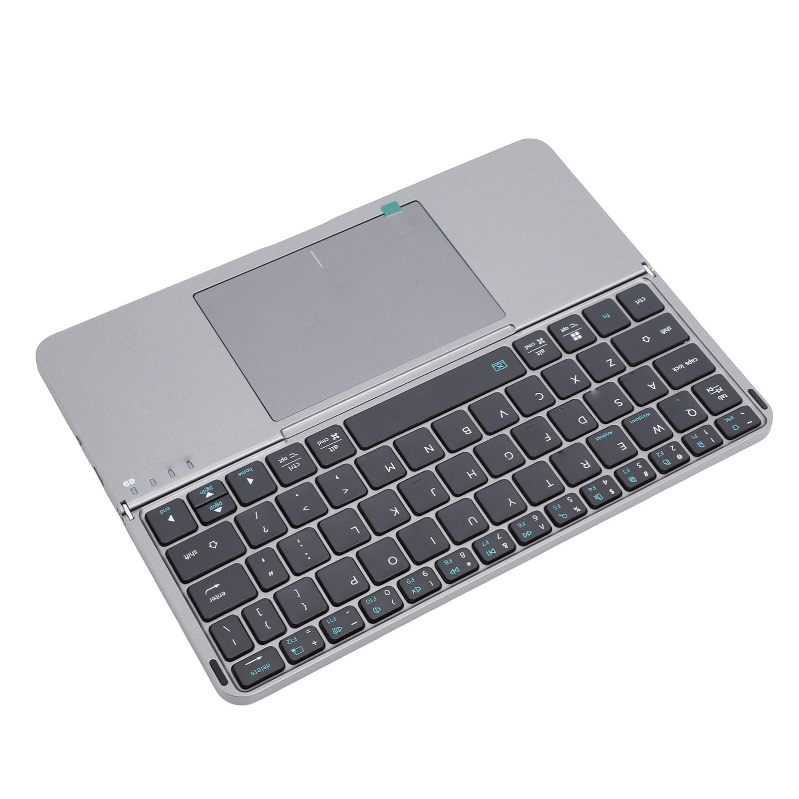 Teclado Bluetooth Plegable con Panel Táctil, Escritura Silenciosa Recargable de 64 Teclas para Tableta Portátil Multitarea (Gris)