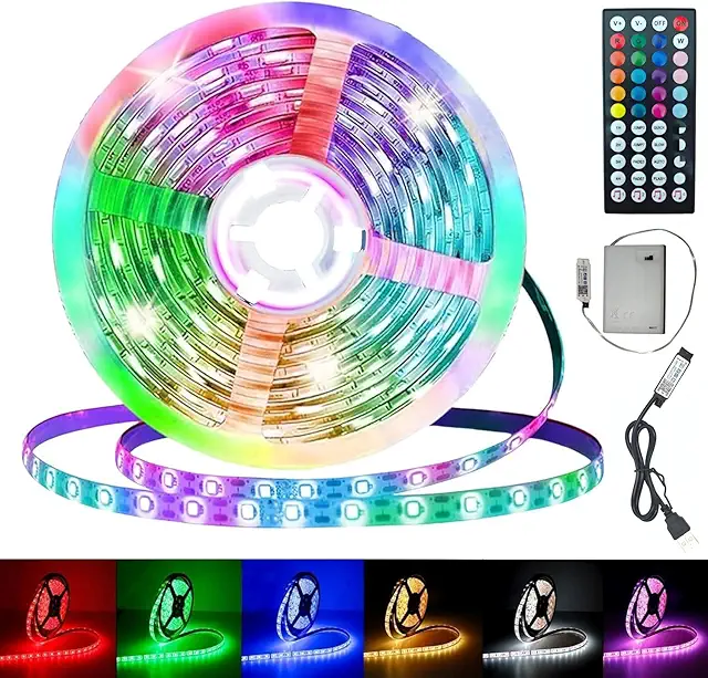 LED Strip Batterij: 3m Bluetooth Music Sync, Remote Control, Cuttable