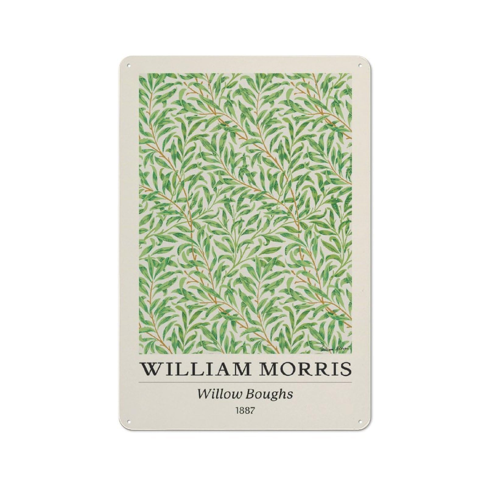 Junmoney Style-7 Industrial William Morris Green Foliage Decorative Metal Plaque 30X20cm, Studio Wall Art For Flat, Bar, Studio Or Gallery Wall