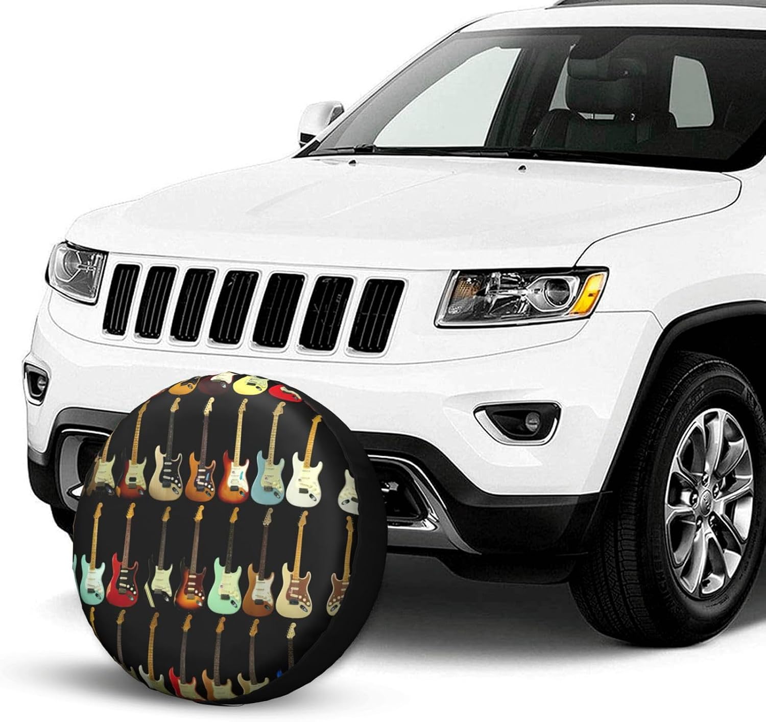Art Guitar Pattern Print Tire Cover Universal Spare Wheel for Trailer Rv SUV Truck Camper Travel Accessories