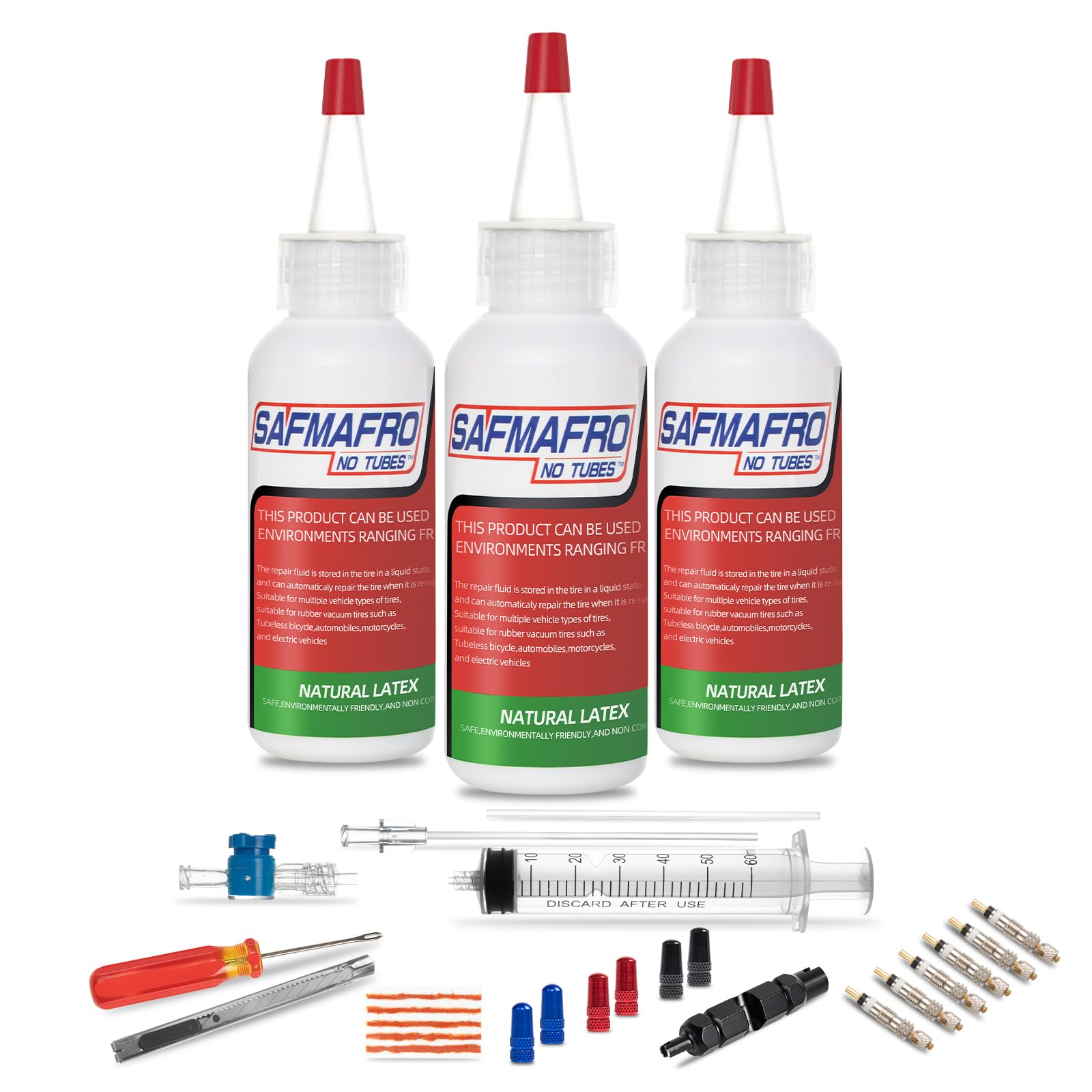 Tubeless Tire Sealant, Cycling Syringe Set - Replenisher| Long Lasting, Fast Sealing | for MTB, Road, CX and Gravel Bicycle Tires Holes Up to 6mm