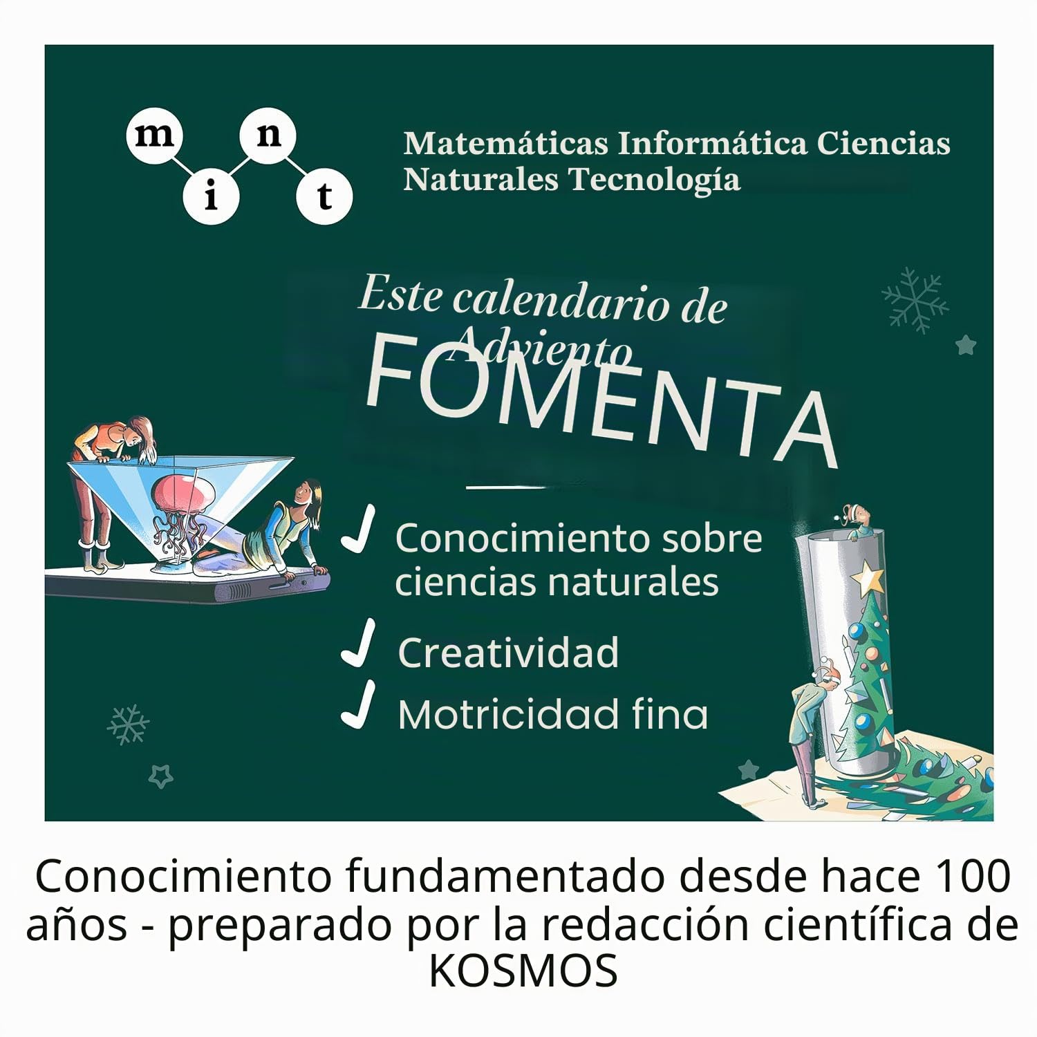 Kosmos 661083 Experimente Calendario de Adviento, los Mejores experimentos de Navidad, en 5 Minutos, para niños a Partir de 8 – 12 años, Juguetes, Science