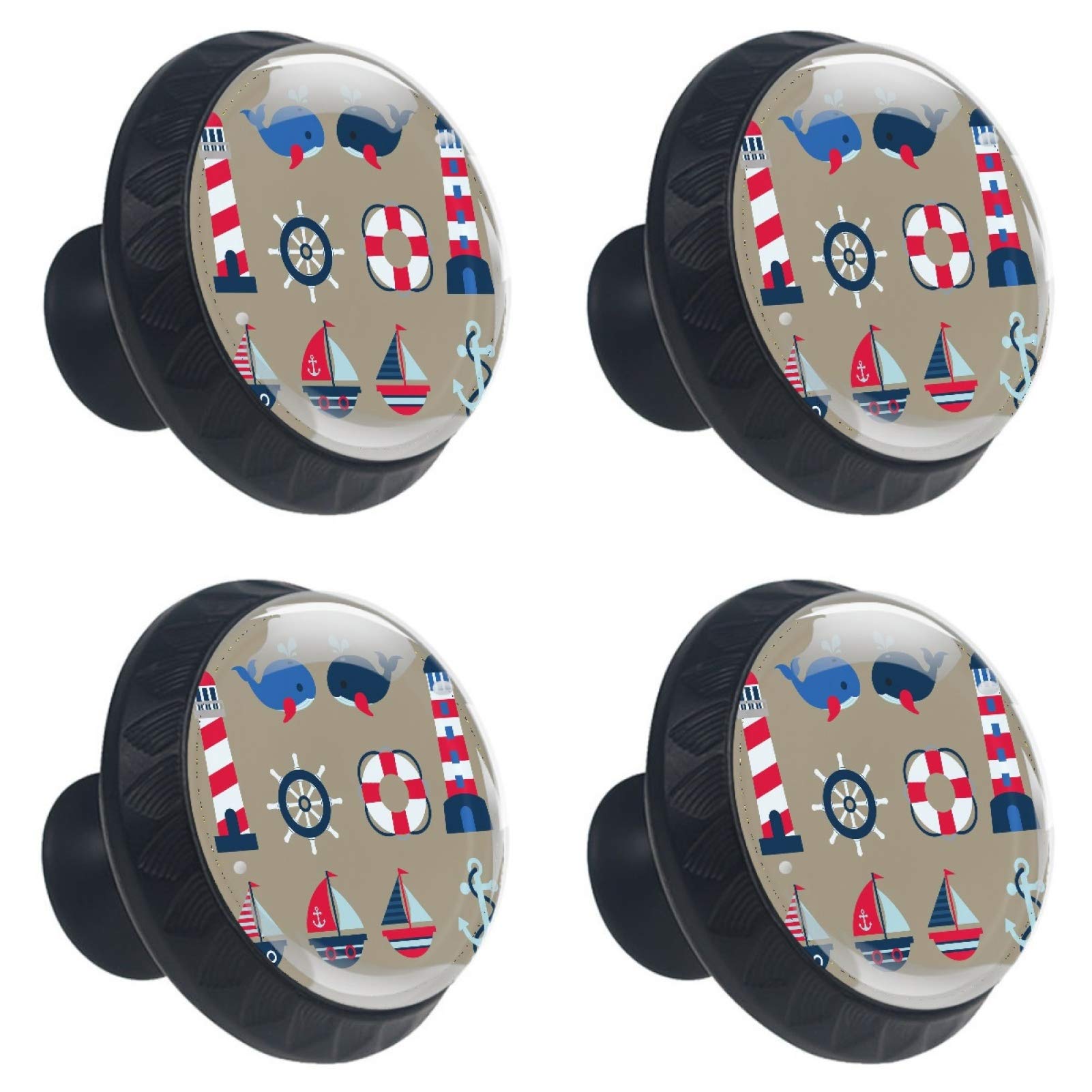 Boutons de meuble ronds en verre phare de 30 mm pour tiroir de cuisine et armoire Lot de 4