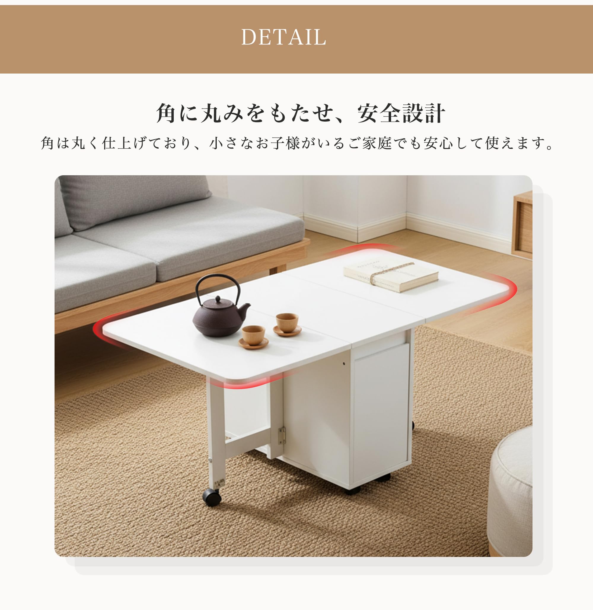 Amazon.co.jp: 折りたたみセンターテーブル 木製ローテーブル 収納付き