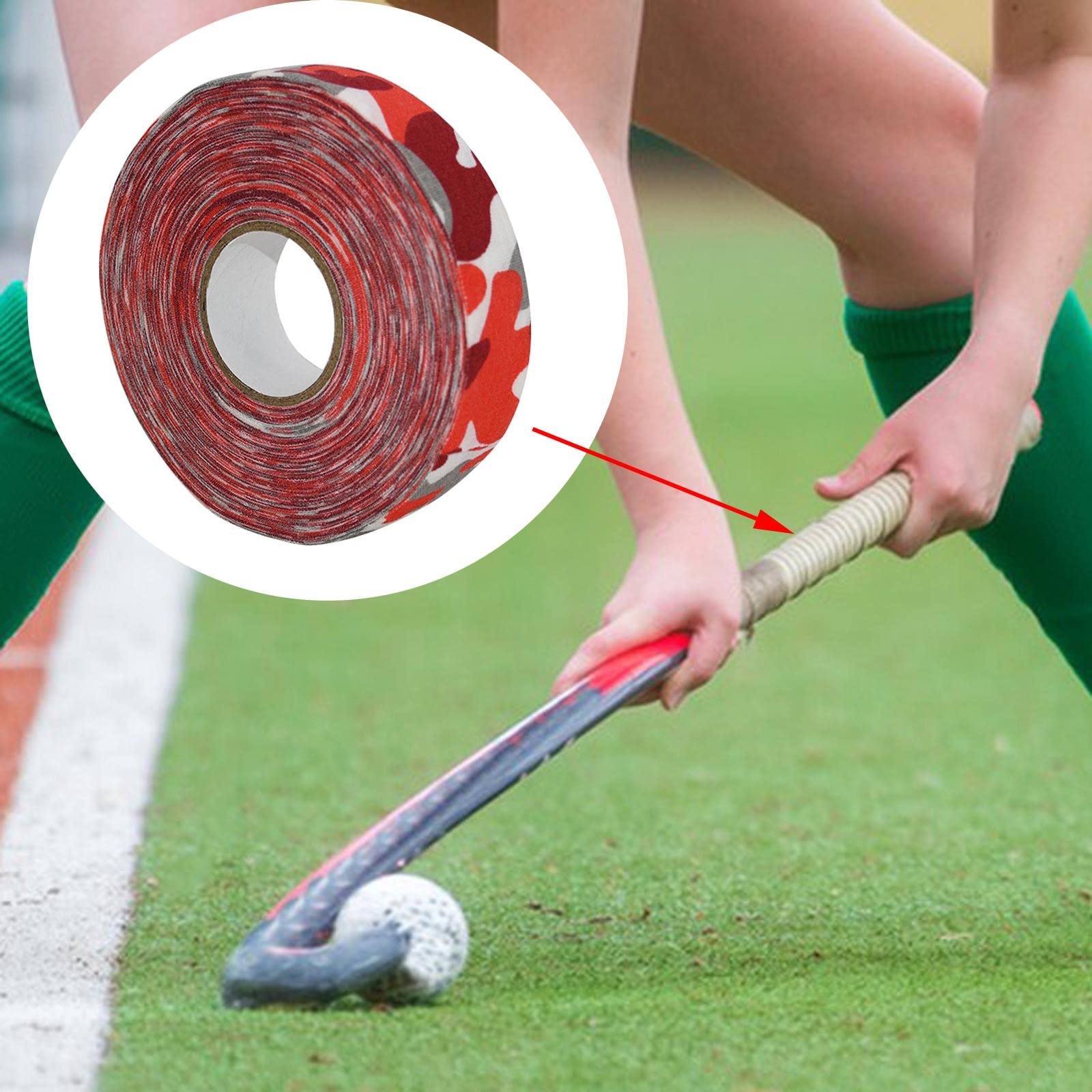 Oshhni 3X Largeur 2,5 Cm Hockey sur Glace Tissu Ruban Roller Hockey Tape Ceinture Hockey Tape pour Golf Pole Tennis Squash Raquette Sports Badminton Grip