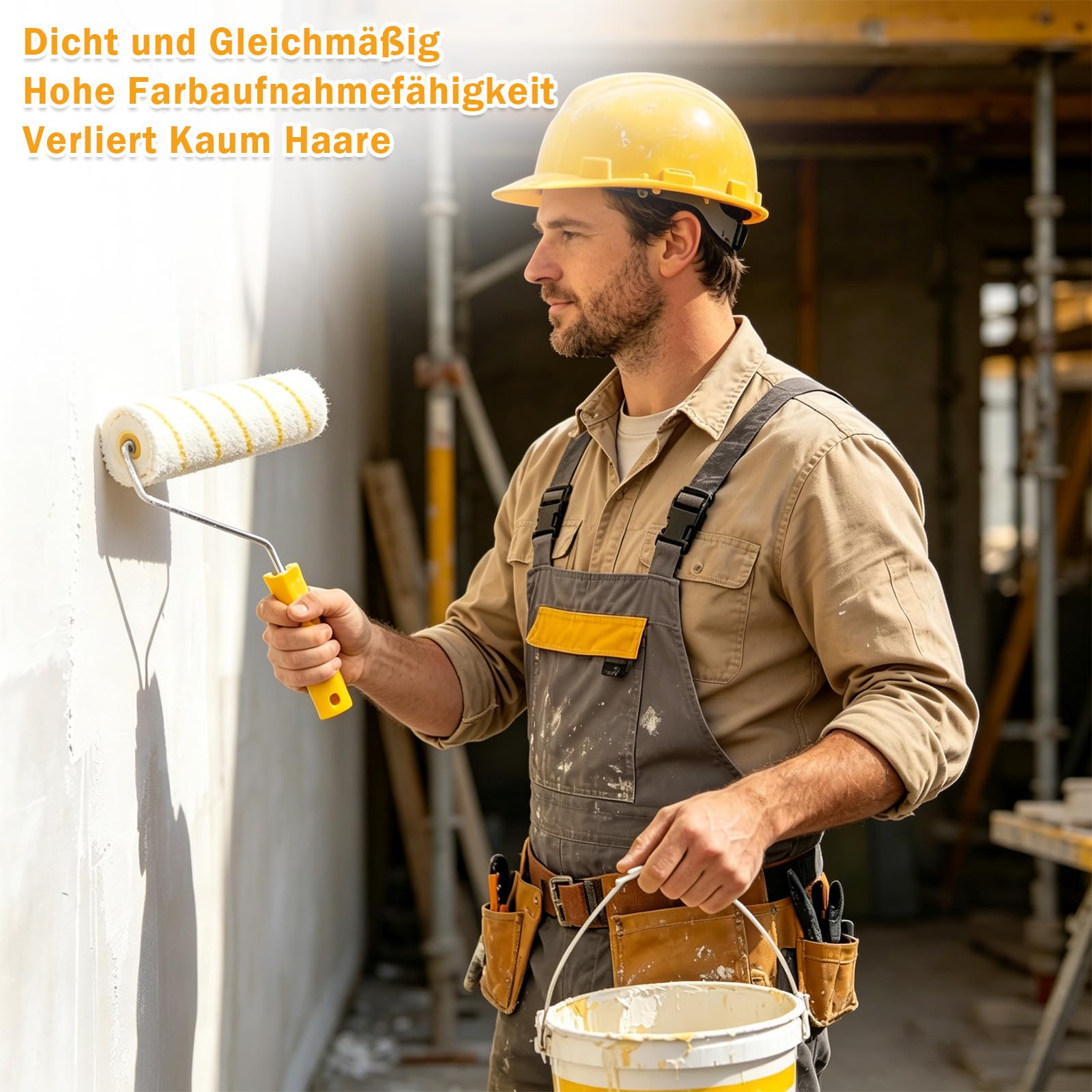 Set di rulli per pittura con asta telescopica, set da 18 pezzi, rullo e vaschette, rullo in fibra ultrafine per dipingere pareti, soffitti, porte