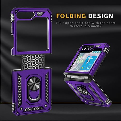 Miniatura 2 de ONOLA Funda para Samsung Galaxy Z Flip 5 con protección de bisagra y soporte magnético de anillo giratorio 360, para teléfono Samsung Z Flip 5