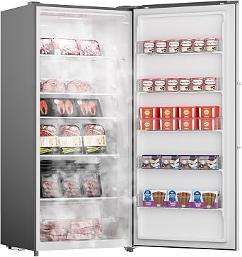 Upstreman 21.2 Cu.Ft. Stainless Convertible Upright Freezer | Large Capacity, Energy Star, Frost Free, Digital Touch Control Panel UF212