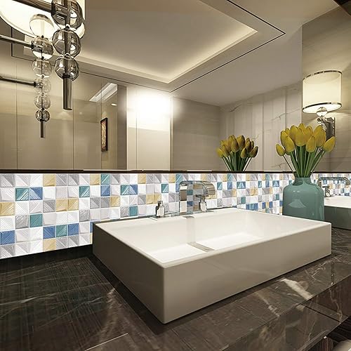 Miniatura 5 de 10 hojas de azulejos autoadhesivos para azulejos de cocina y baño, azulejos de pared para baño, cocina, azulejos de pared (4 x 4 pulgadas)