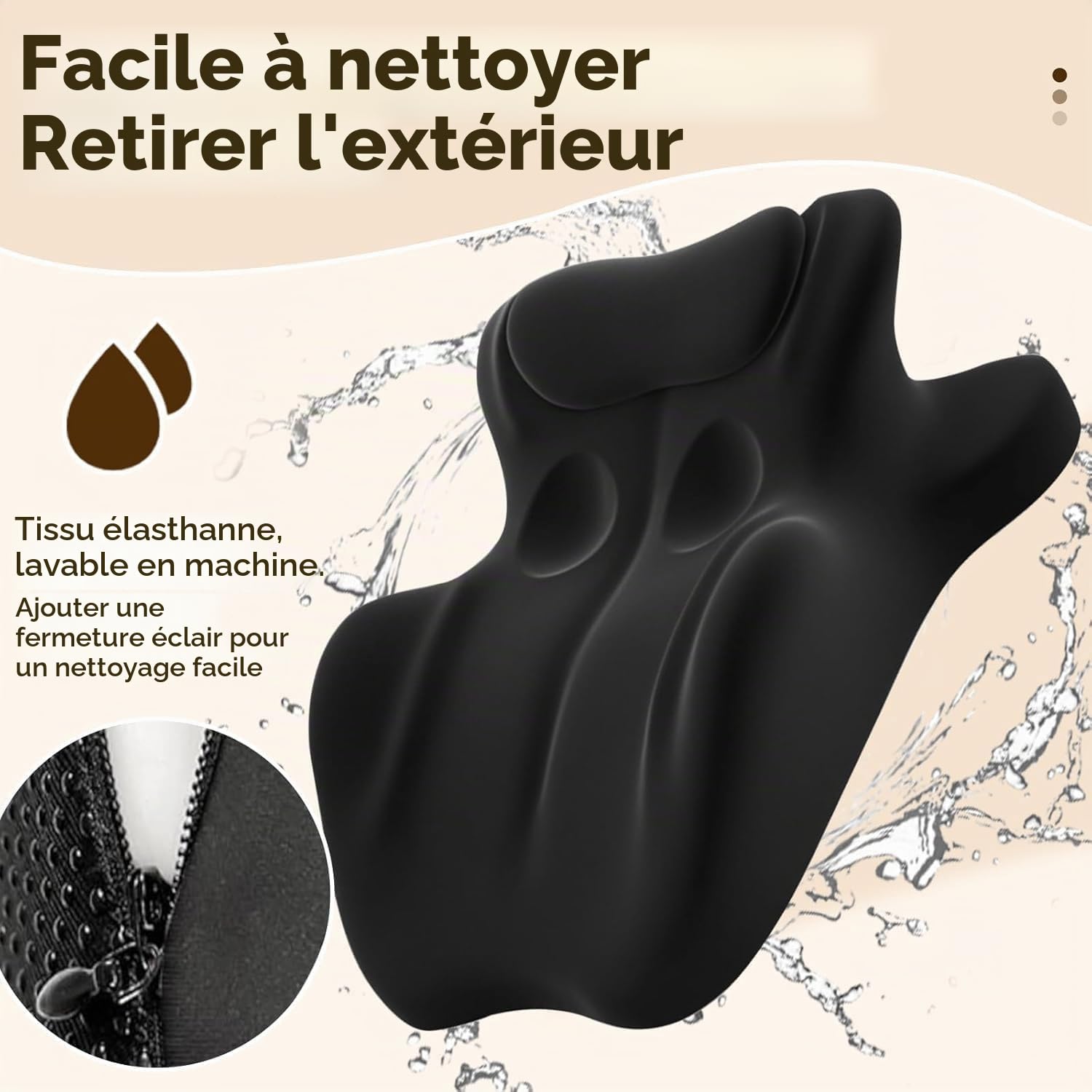 Générique Coussin d'angle de 27 degrés pour Couple - Coussin Ergonomique en Mousse à mémoire de Forme pour Les Moments intimes - Multifonction pour Yoga, Lecture, Repos avec Housse Amovible (Noir)
