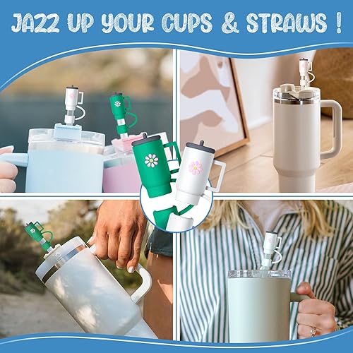 Miniatura 10 de Funda de popote compatible con vaso Stanley de 30 y 40 onzas, tapa de popote de 0.591 in, protectores de popote para tu copa Stanley, apto para