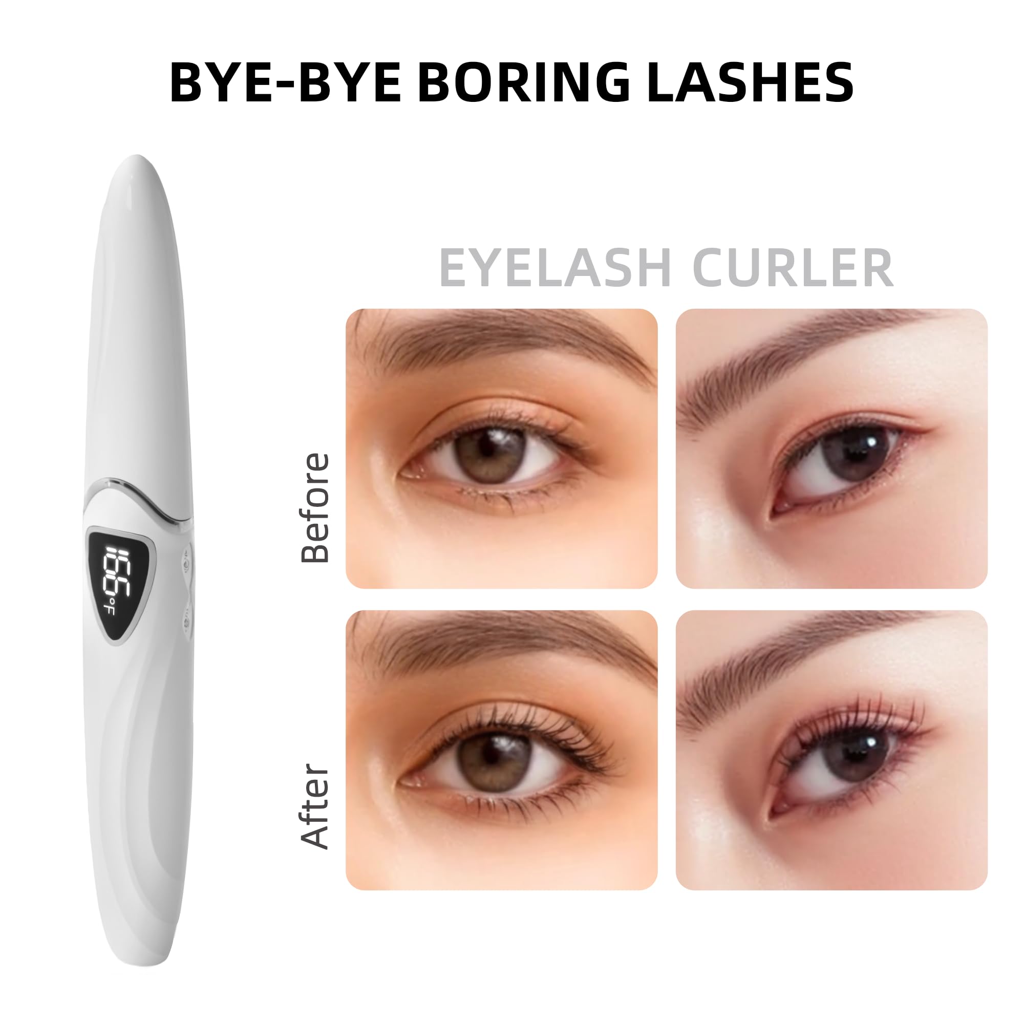 Heated Eyelash Curler, S600 Heated Lash Curler, rechargeable, chauffage rapide et durable pendant 24 heures pour maquillage naturel (Chalk White/Silver, S600-148MM)