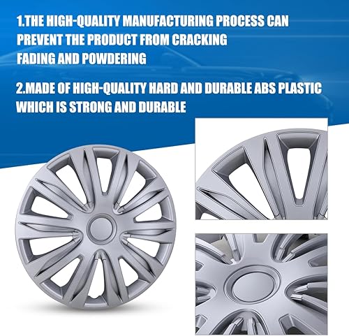 Miniatura 3 de Winjet Tapacubos universales de 14 pulgadas, juego de 4 tapacubos de repuesto de material ABS para automóvil, camión, SUV, camioneta (14 pulgadas,