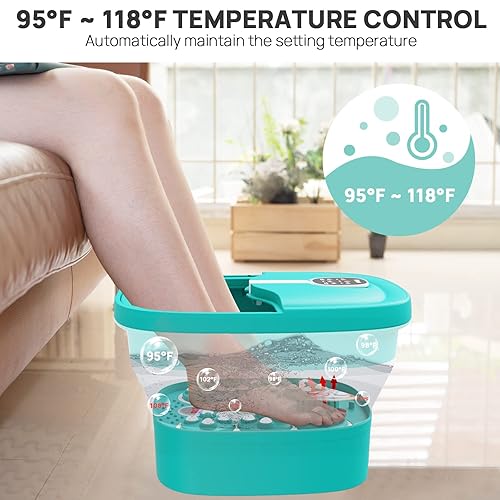 Miniatura 4 de HOSPAN Spa de Pies Plegable con Masaje Giratorio Eléctrico, Baño de Pies con Calor, Burbujas, Control Remoto y 24 Bolas de Masaje Shiatsu