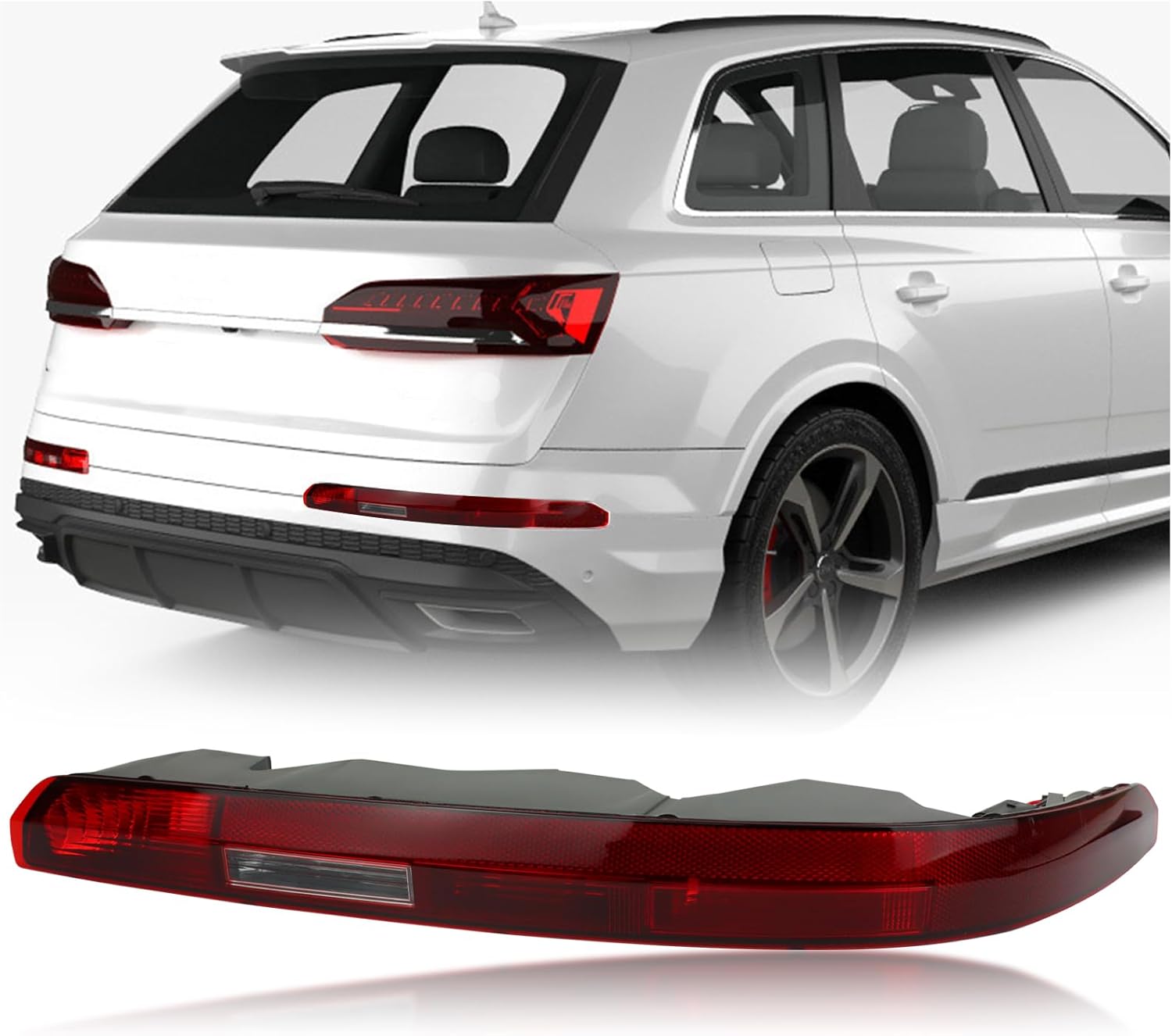 Rear Bumper Brake Tail Light Kit Compatible with Audi Q7 SUV 2016-2023 Right Passenger Side Lower Rear Tail Fog Lamp Replace (Right Passenger Side)