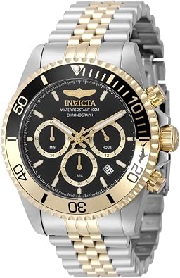 Invicta Pro Diver Men 43mm Stainless Steel Gold + Steel Black dial VD53 Quartz