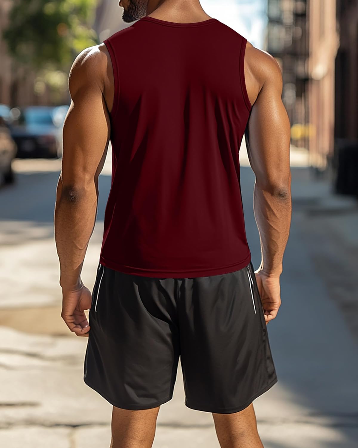 Huukeay 3 Pack Men's Big & Tall Sleeveless Muscle Shirts, Gym Tank Tops Moisture Wicking Slim Fit Workout Tees - Image 4