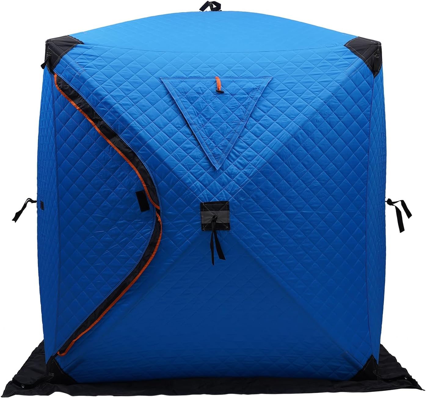 Pop-Up Ice Fishing Tent, 1-2 Person Portable Ice Shelter, 210D Oxford Fabric Ice Cube, Thermal Ice Fishing Shanty with Fiberglass Rods, Reflective Strip, Ice Nails, Wind Ropes & Carry Bag, Blue