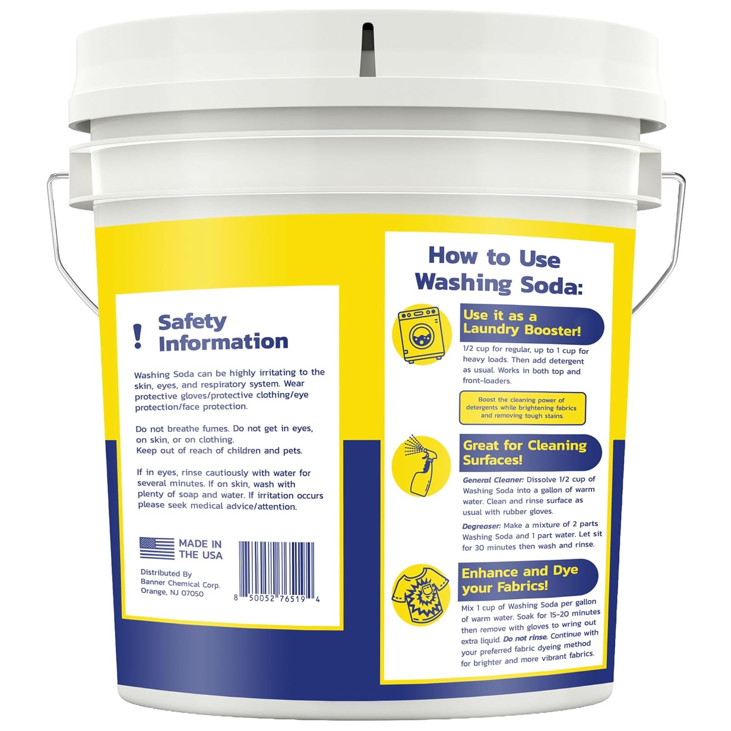Soda Ash (10 lbs) - 100% Sodium Carbonate - Multipurpose Cleaner, Detergent Booster & pH Adjuster, High Purity for Industrial & Household Use, Made in USA