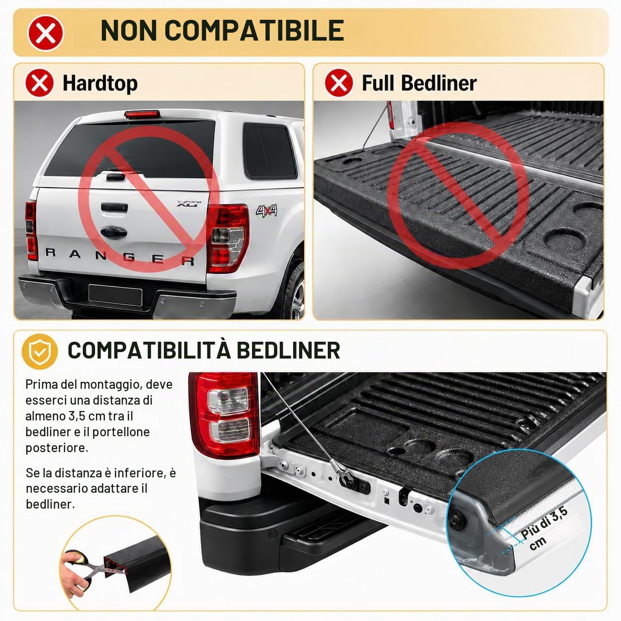 Protezione paraurti posteriore per Ford Ranger 2012-2022 Wildtrak Raptor Limited XL XLT Tremor Platinum