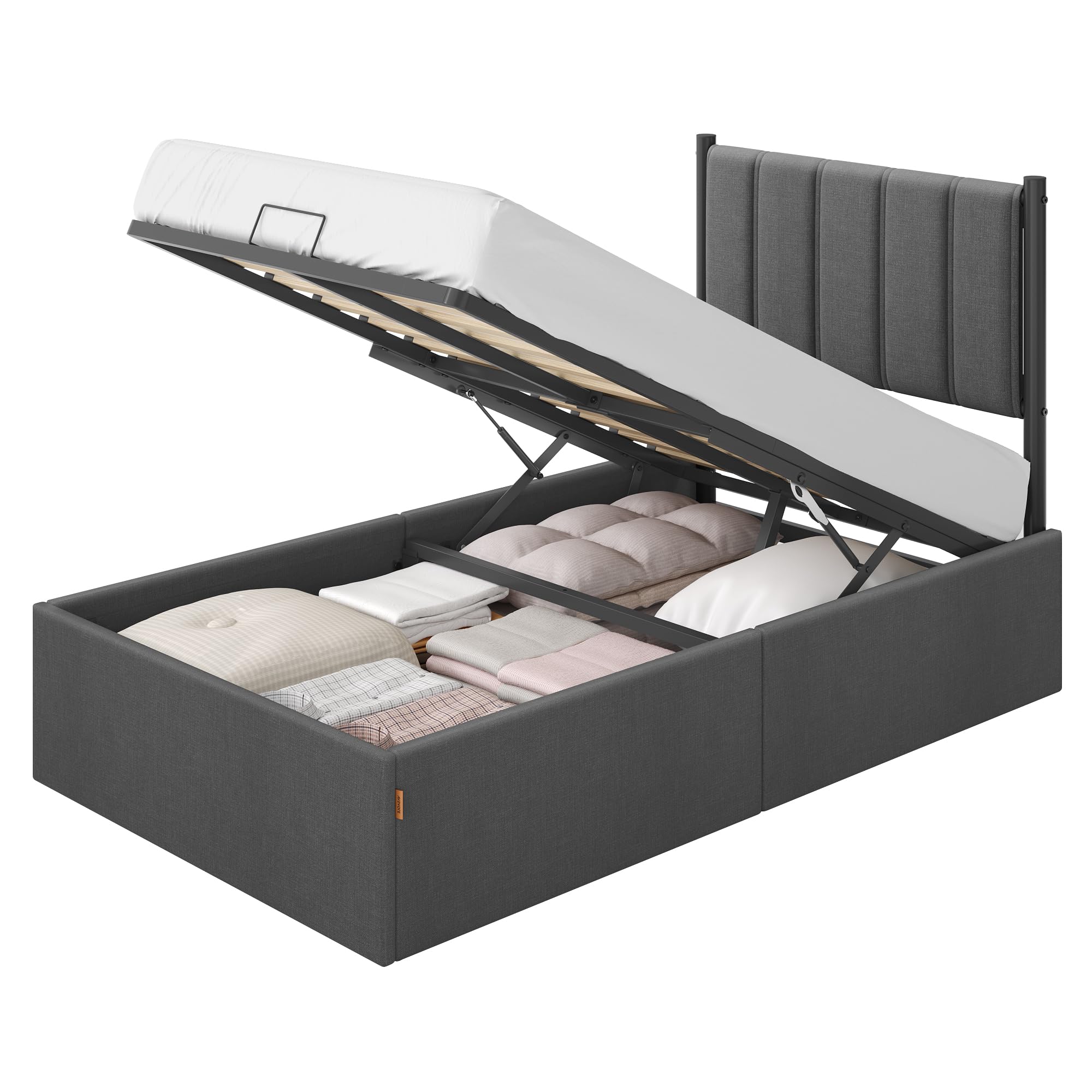 VASAGLE Single Bed Frame, Ottoman Bed with Lift-Up Storage, 90 x 190 cm