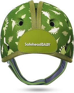 SafeheadBABY Soft Baby Head Protector Helmet for Crawling and Walking 7–24 Months – Ultra-Lightweight & Breathable Infant Safety Helmet That Grows with Your Baby (Head Circ. 40–52 cm) – Dino Green