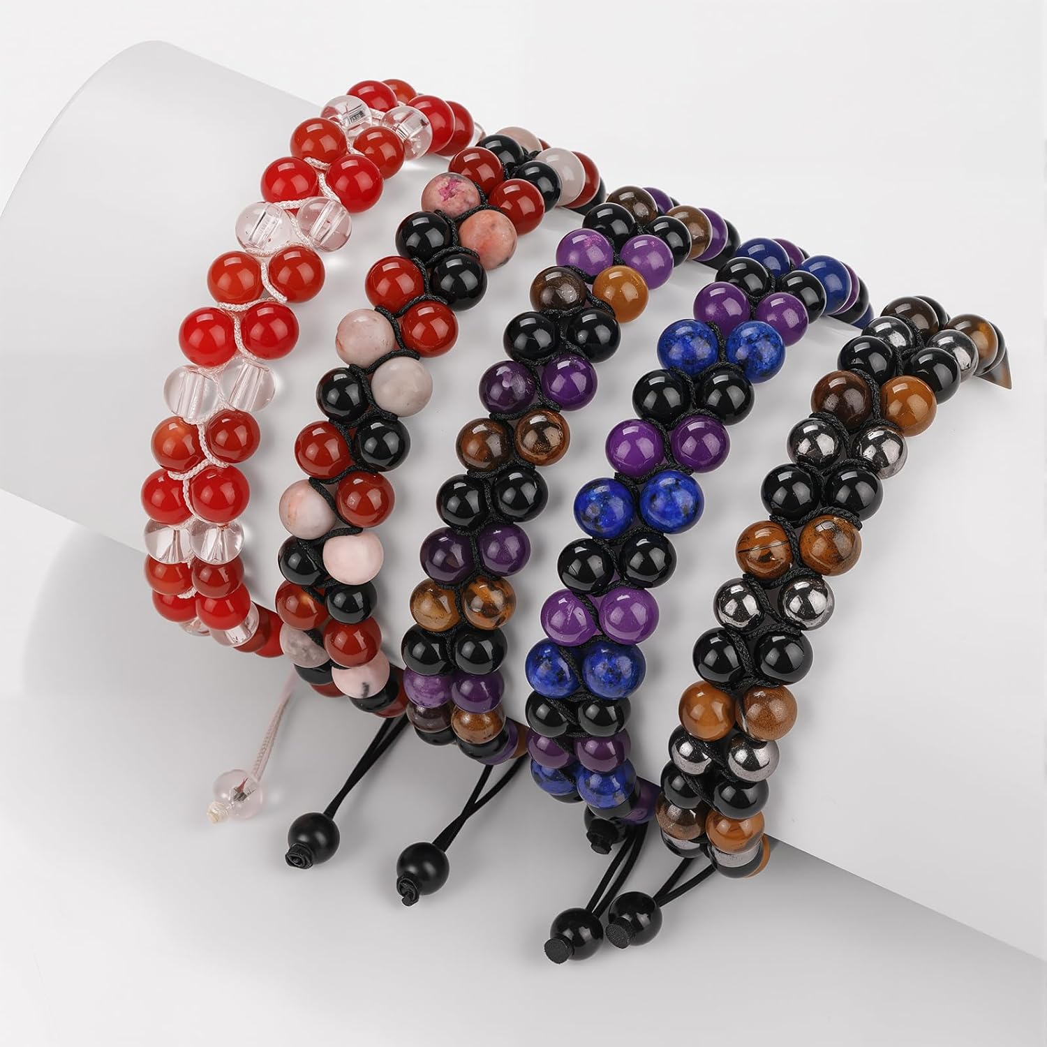 Raicegs Triple Protection Bracelet Stress Relief New Beginnings Emotional Healing Good Fortune Natural Stones Beaded Bracelet for Men Women Healing Crystal Bracelet - Image 4