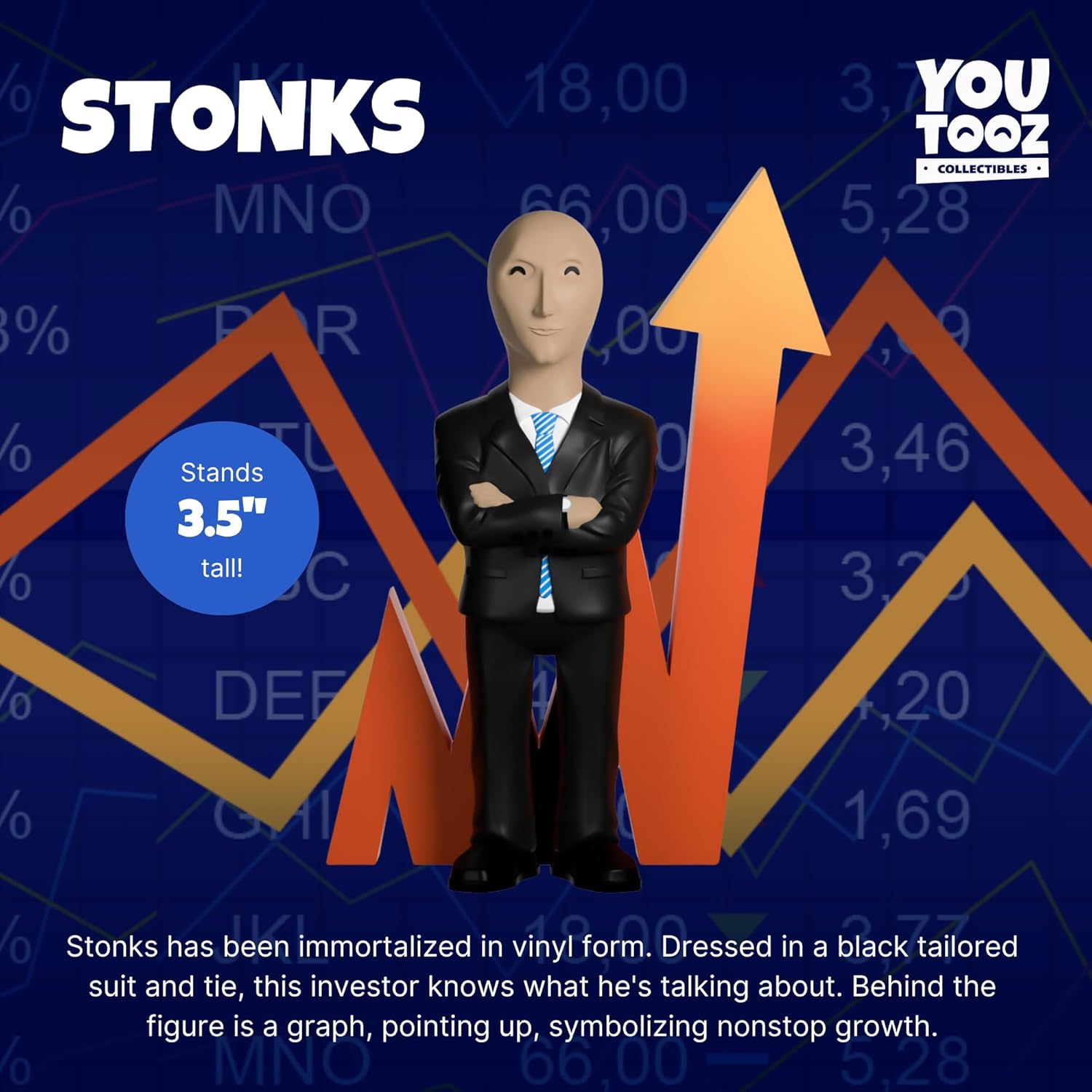 Youtooz Stonks Meme 3.5" Vinyl Figure, Collectible Stonks Meme Figure Meme Collection