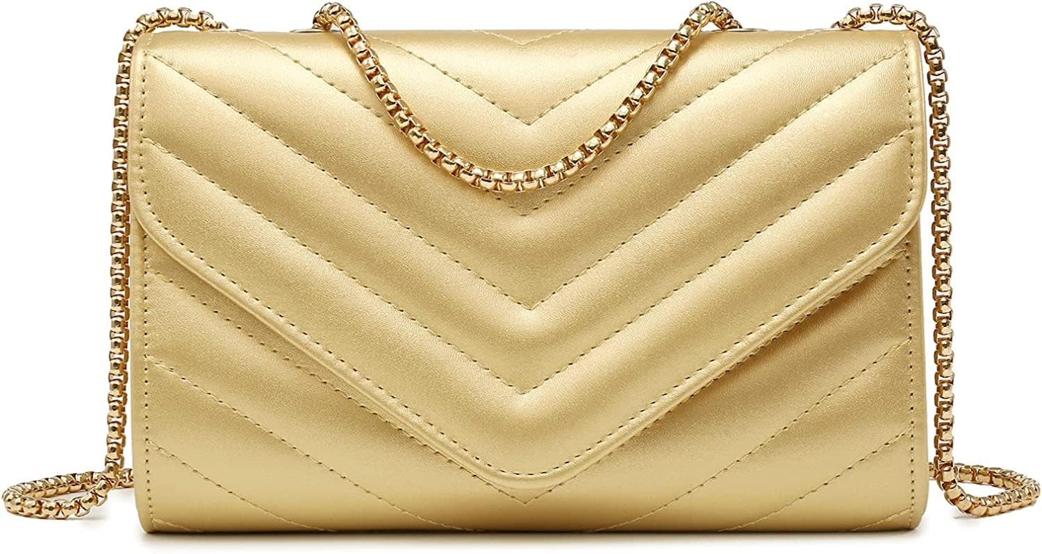Small Quilted Crossbody Bags Stylish Designer Evening Bag Clutch Purses and Handbags with Chain Shoulder Strap-image-1