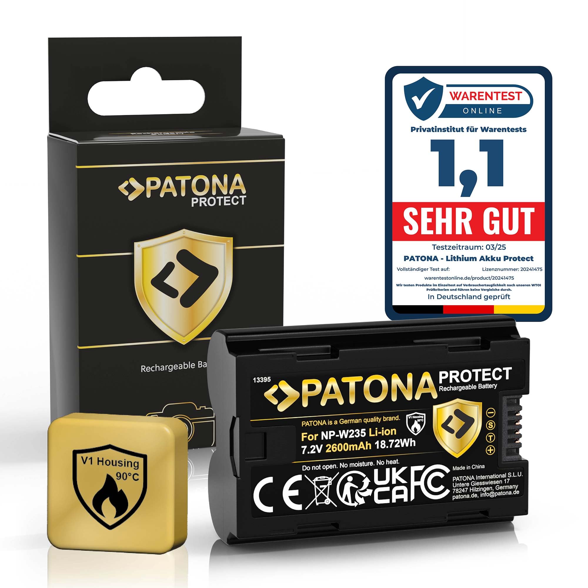 PATONA Protect NP-W235 Batteria 2600mAh (guscio V1, sensore NTC) – sostituisce Fujifilm NP-W235 – per X-T4 X-T5 X-H2 X-H2S X-S20, GFX 50S II, GFX 100S, GFX 100 II, GFX100RF – riserva sicura per il 4K