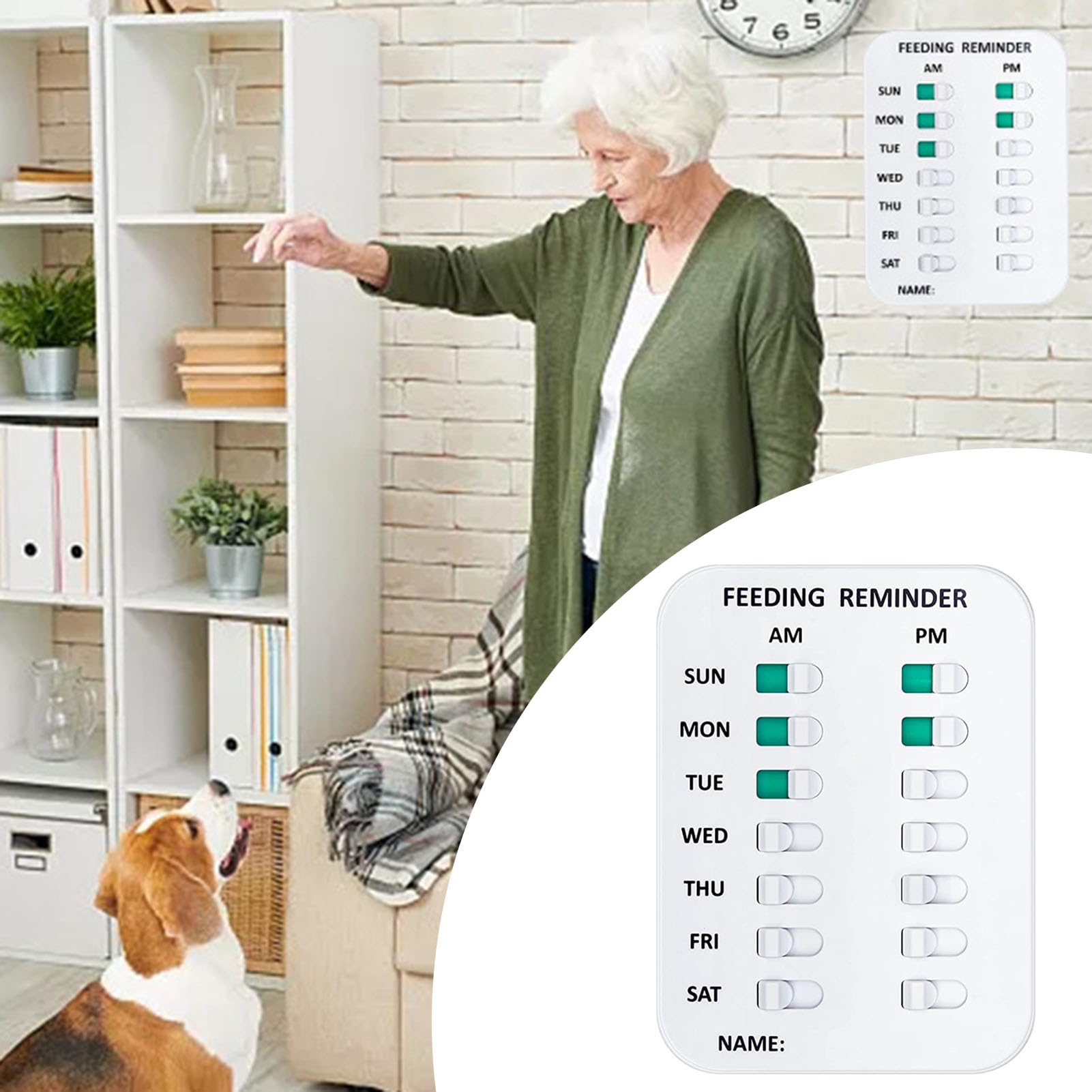 Tabella Magnete Per Alimentazione Cane – Promemoria Pasti Con Slider Sì/No, Ideale Per Anziani E Frigorifero