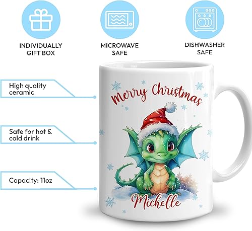 Vista 89 de Hyturtle Regalos personalizados para amantes de las ardillas, con sombrero de Papá Noel, taza de café de cerámica con nombre personalizado, taza