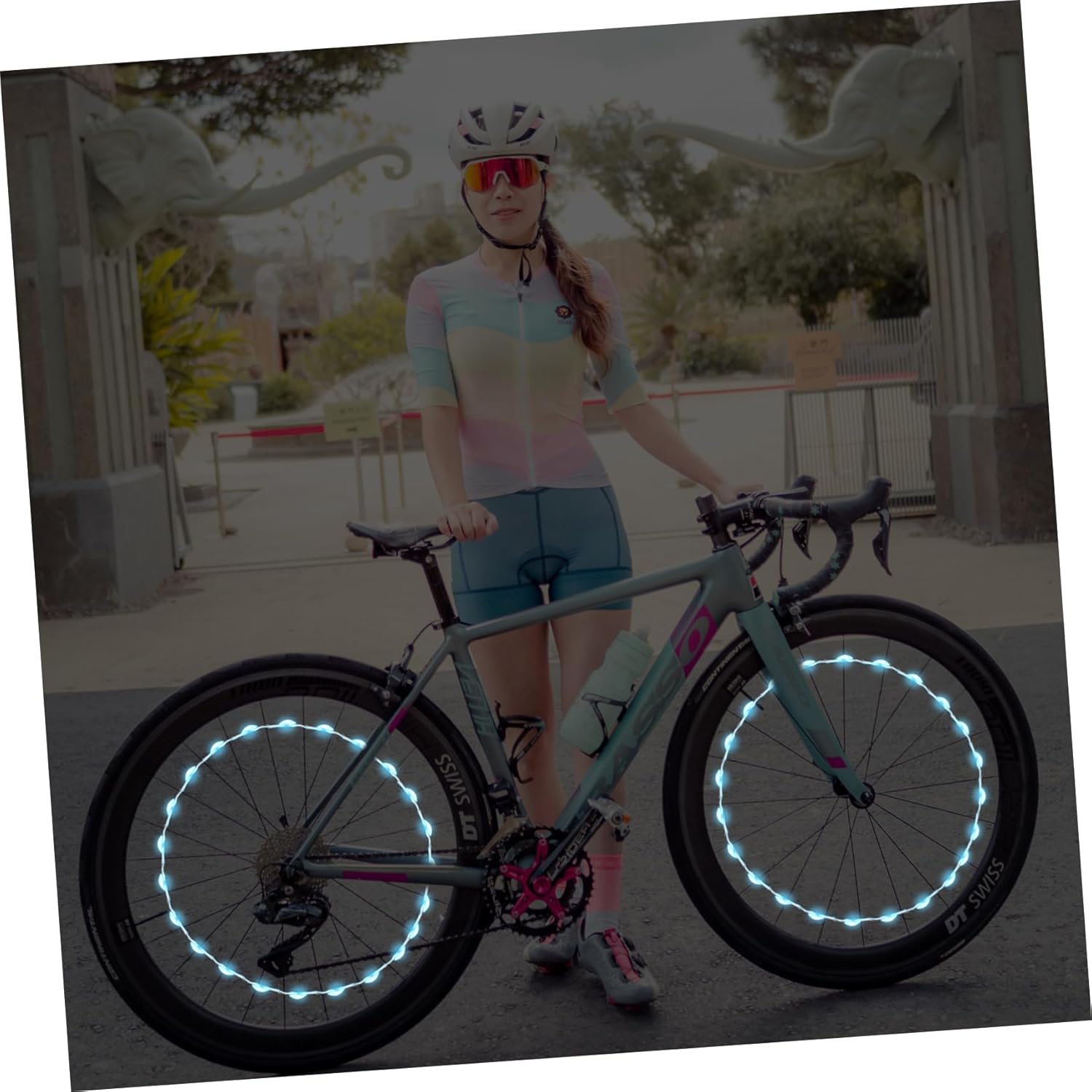 POPETPOP Bicycle Light Spoke Rechargeable Cycling LED Rear Front Reflective Bike Lights Wheel Light Riding