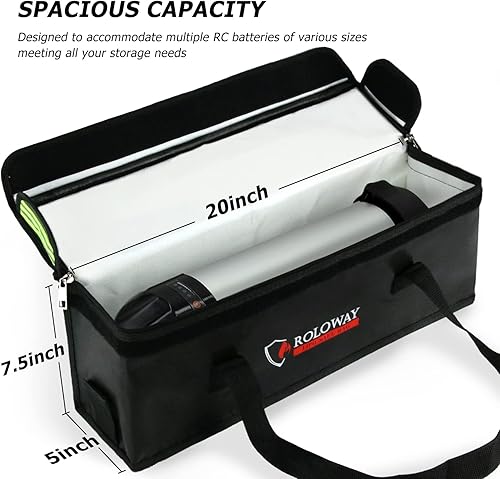 Miniatura 4 de ROLOWAY Lipo - Bolsa de batería (20 x 5 x 7.5 pulgadas), bolsa grande para bicicleta eléctrica Lipo a prueba de fuego con asa cómoda, tira