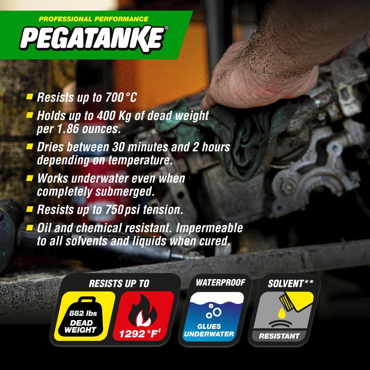 PEGATANKE - Steel 2 Part Epoxy Resin | Professional Cold Weld Adhesive | High Strength Liquid Metal Glue | General Repair & Plastic | High Temperature Epoxy for Cold Welding Waterproof Bonds (1.15 oz)