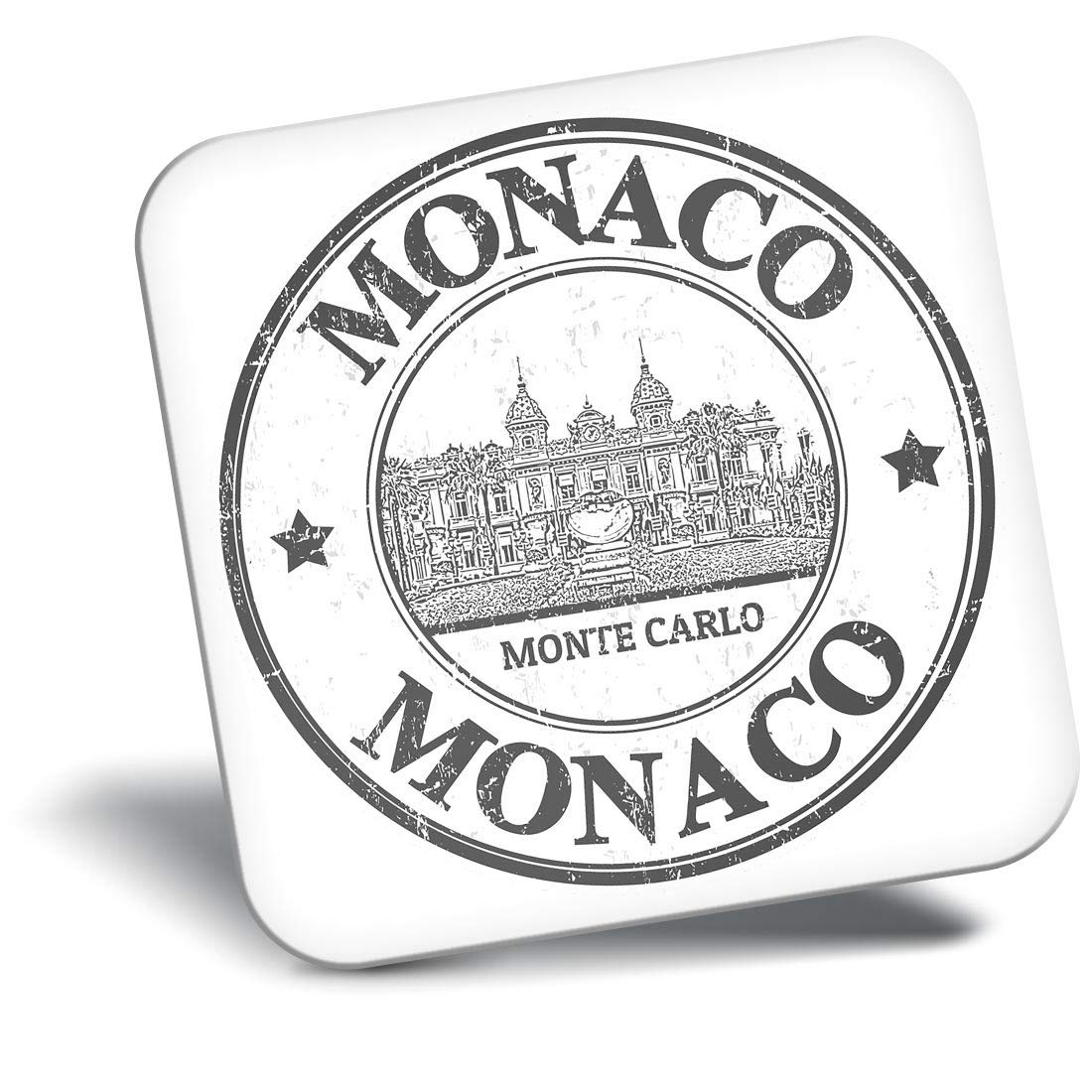 Destination Vinyl Ltd Fridge Magnet Bw - Monaco Monte Carlo Stamp #41850