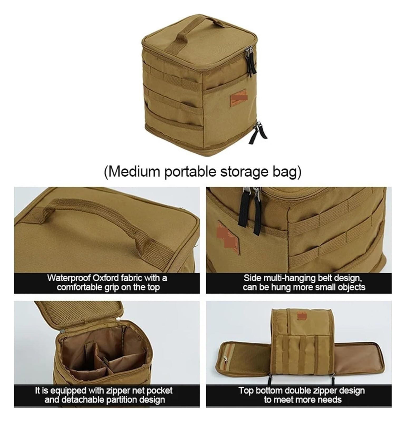 Borsa portaoggetti per esterni di grande capacità, borsa portatile per campeggio ed escursionismo, resistente tessuto Oxford per picnic e organizzazione degli attrezzi