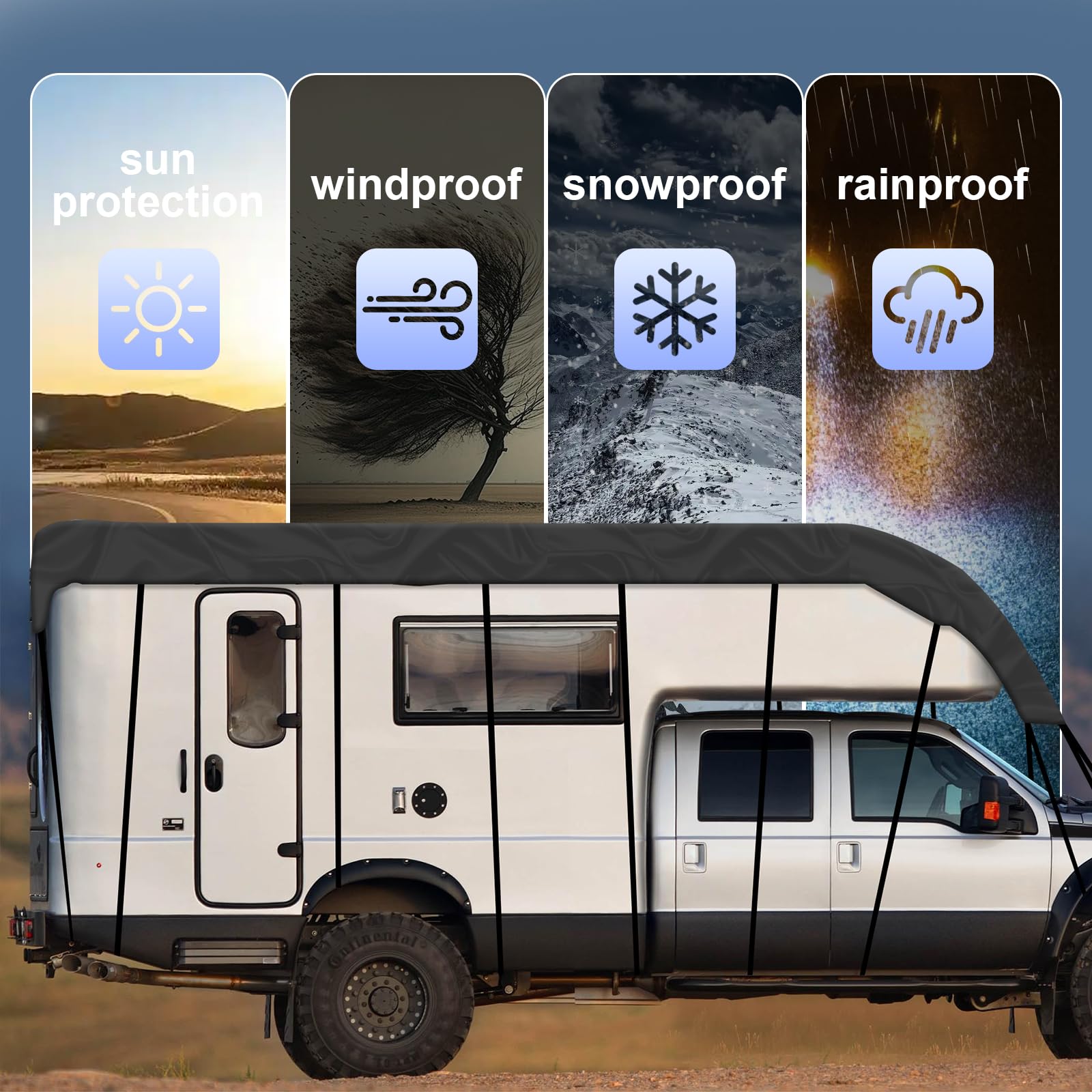 NEWFUN Telo Copri Camper, Copertura Camper, Telo Universale 210D per Caravan Universale, Protezione UV, Protezione dal Sole, Protezione Dalla Neve, Protezione dal Gelo (7,5 x 3 m)