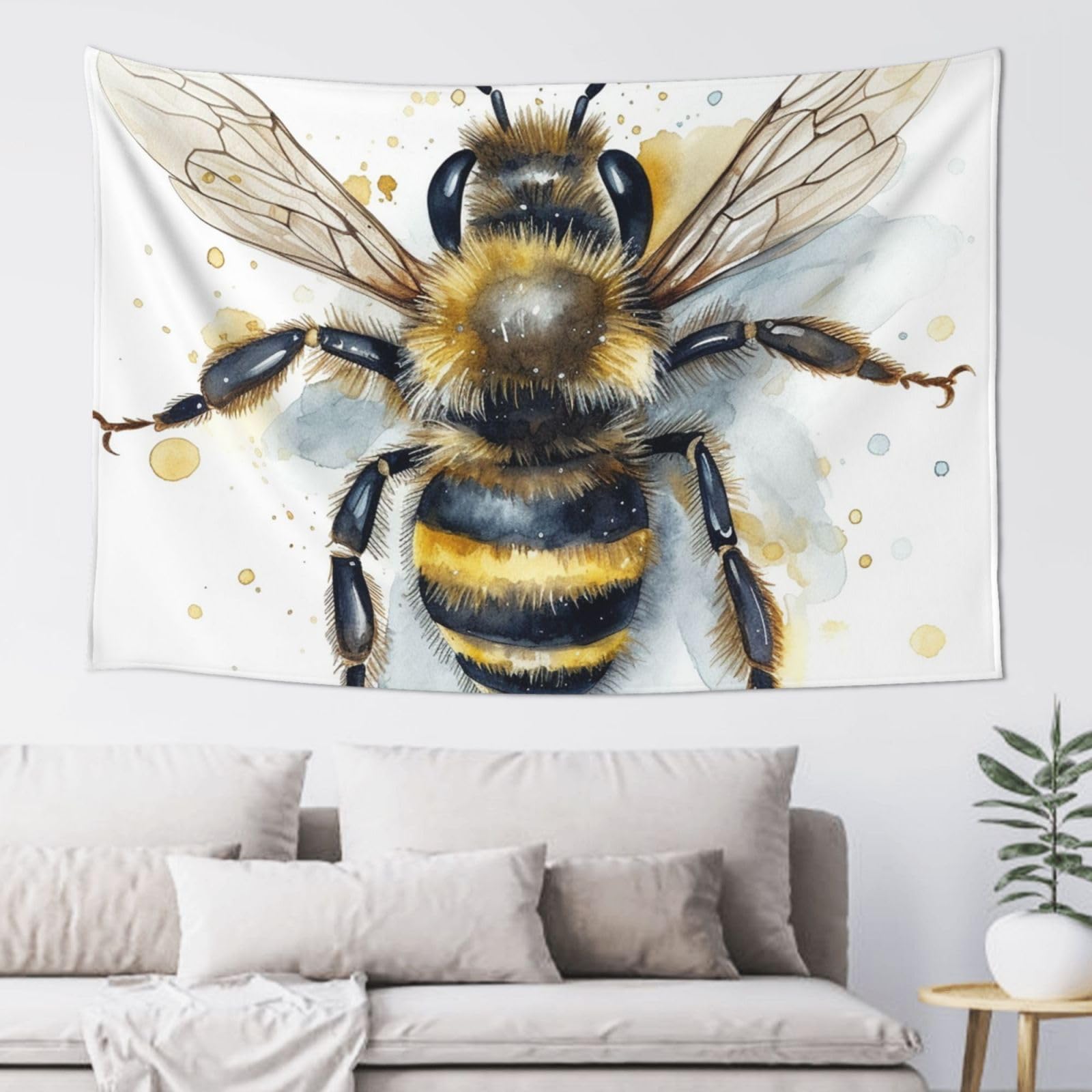 FodPand Watercolor Bee Tapestry for Bedroom Aesthetic, Wall Hanging Tapestries Art Decor Backdrop Wall Tapestry for Dorm Living Room Funny Poster Party Banner Background 40" X 60"