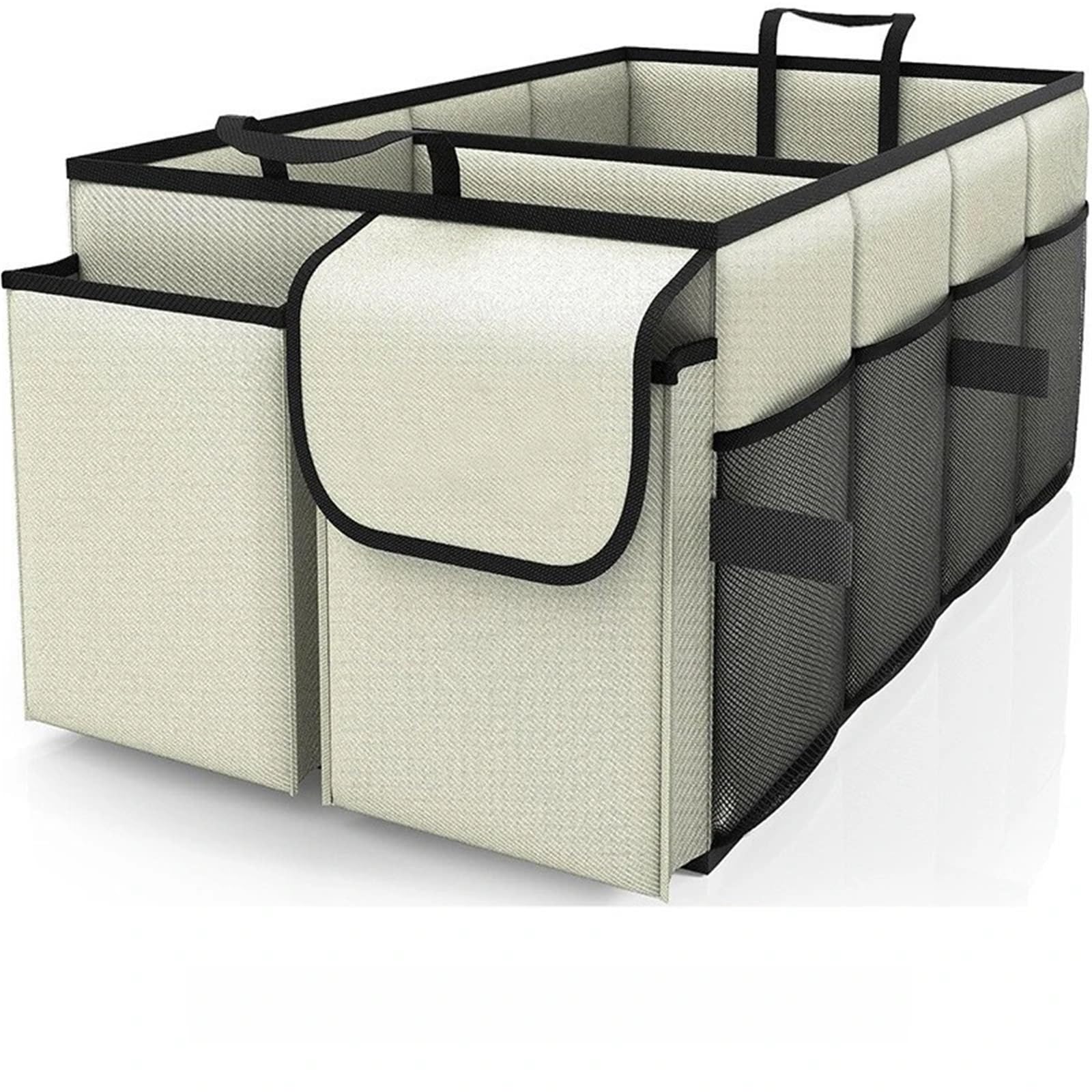 Organizer per Bagagliaio Grande capacità, Pieghevole, per Bagagliaio Auto, Contenitore portaoggetti per Campeggio, Viaggio all'aperto, Auto Borsa Portaoggetti da Bagagliaio‌(Beige)