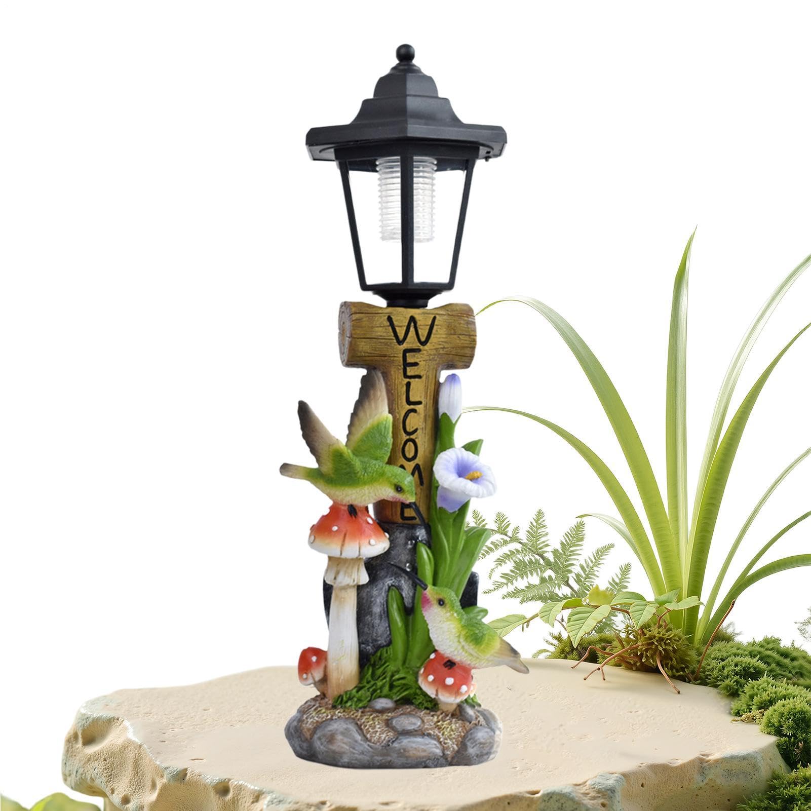 Estatua De Jardín Con Luz Solar Figura de Resina Resistente a la Intemperie | Figuras Decorativas de Césped Para Balcón, Porche, Patio, Jardín, Pasillo, Patio Trasero,