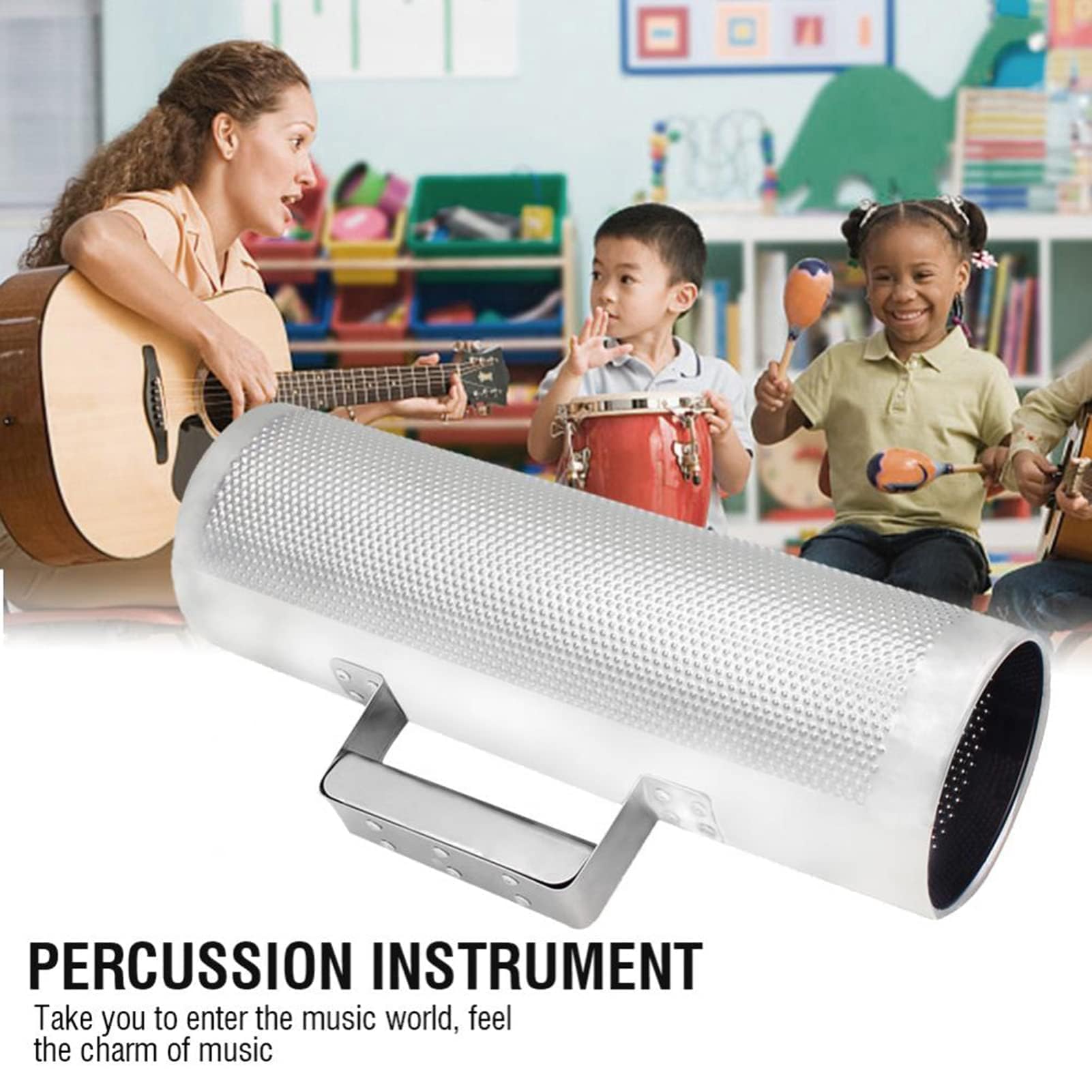 Instrumento de Percusión Guiro Shaker, Herramienta de Instrumentos Musicales Guiro de Acero Inoxidable con Raspador para Actuaciones en Vivo