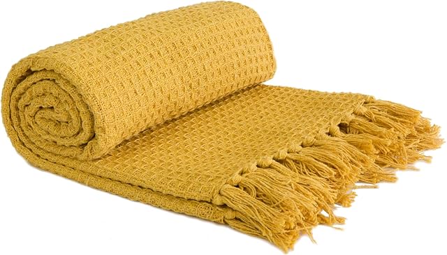 Emma Barclay Honeycomb Throw 50 x 60 Ochre, 100% Cotton, 50x60 (127x152cm), HONE5060OCH
