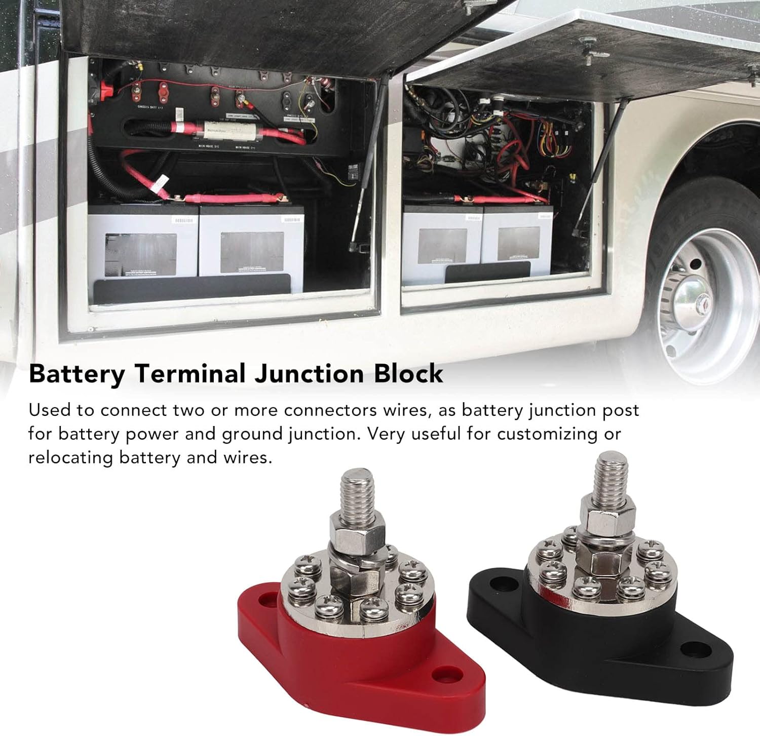 3/8 Inch M10 300A Duty Power Distribution Block with 16 Studs Red Battery Terminal Junction Block for Car RV Boat Electrical Equipment Stable Performance Easy Installation