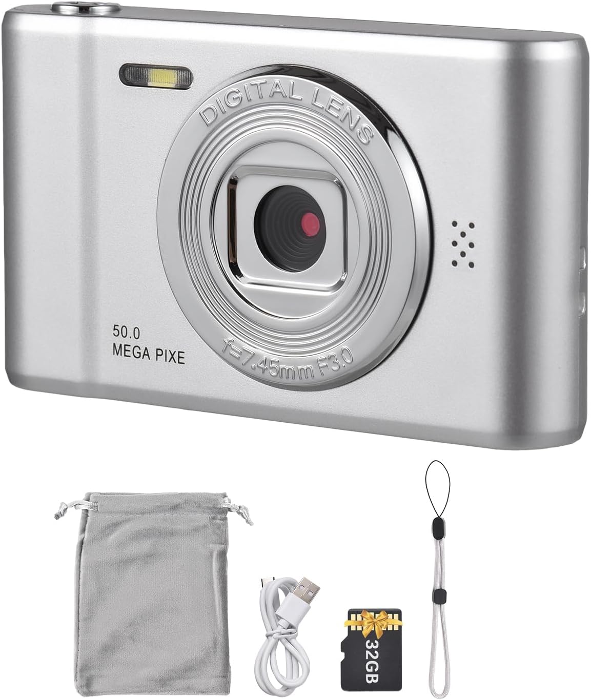 Andoer 1080P Digital Camera Digital Video Camera 50MP Photo Dual Lens 2.4 Inch Screen 8X Digital Zoom Built-in Flash Battery with 32GB TF Card Birthday Festival Gift for Kids Students Teenagers