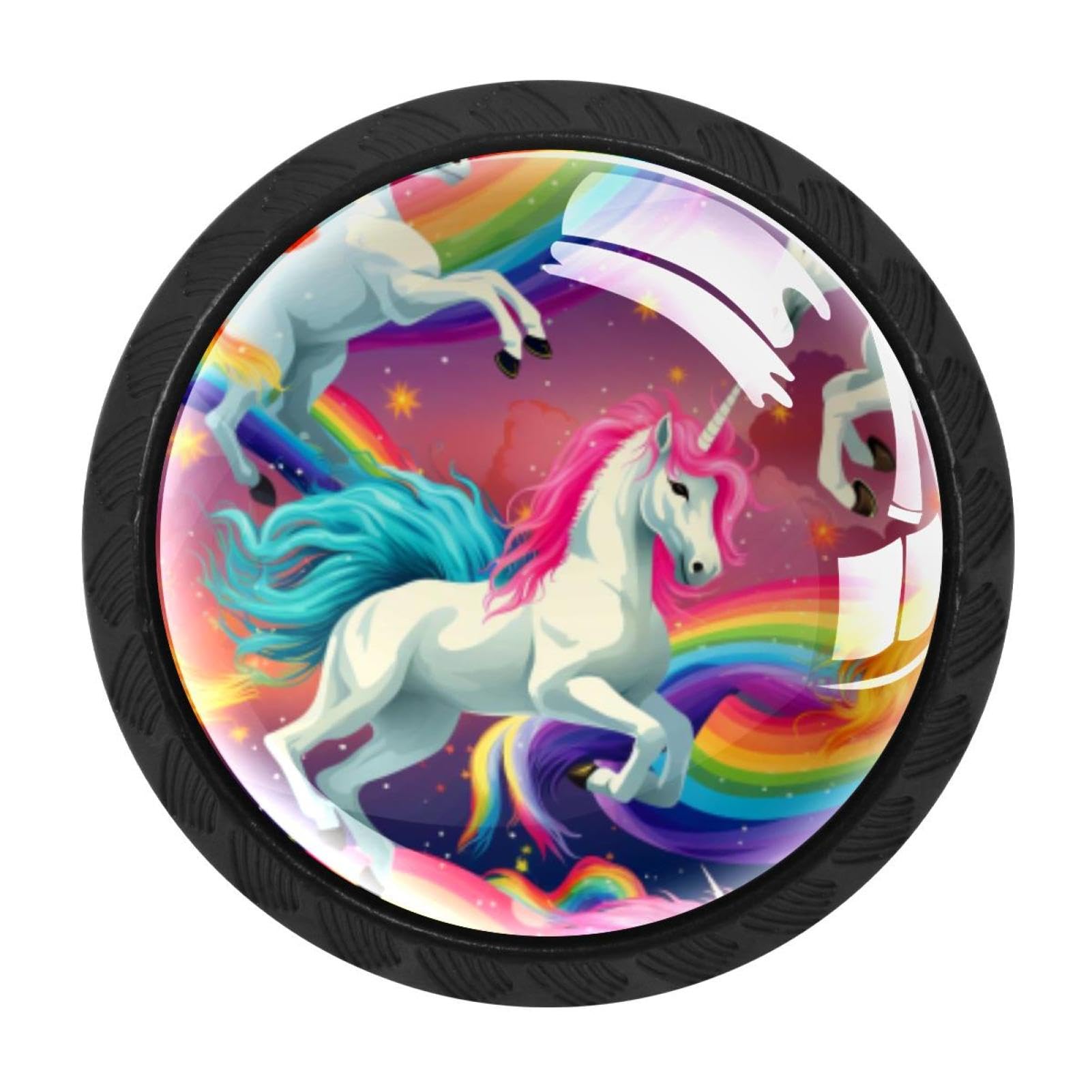 Chenzzzz Multicolored 05 4 Pack Black Rainbow Unicorn Cabinet Pulls Kitchen Cabinet Handles Ideal For Cabinet,Drawer,Cupboard And Wardrobe