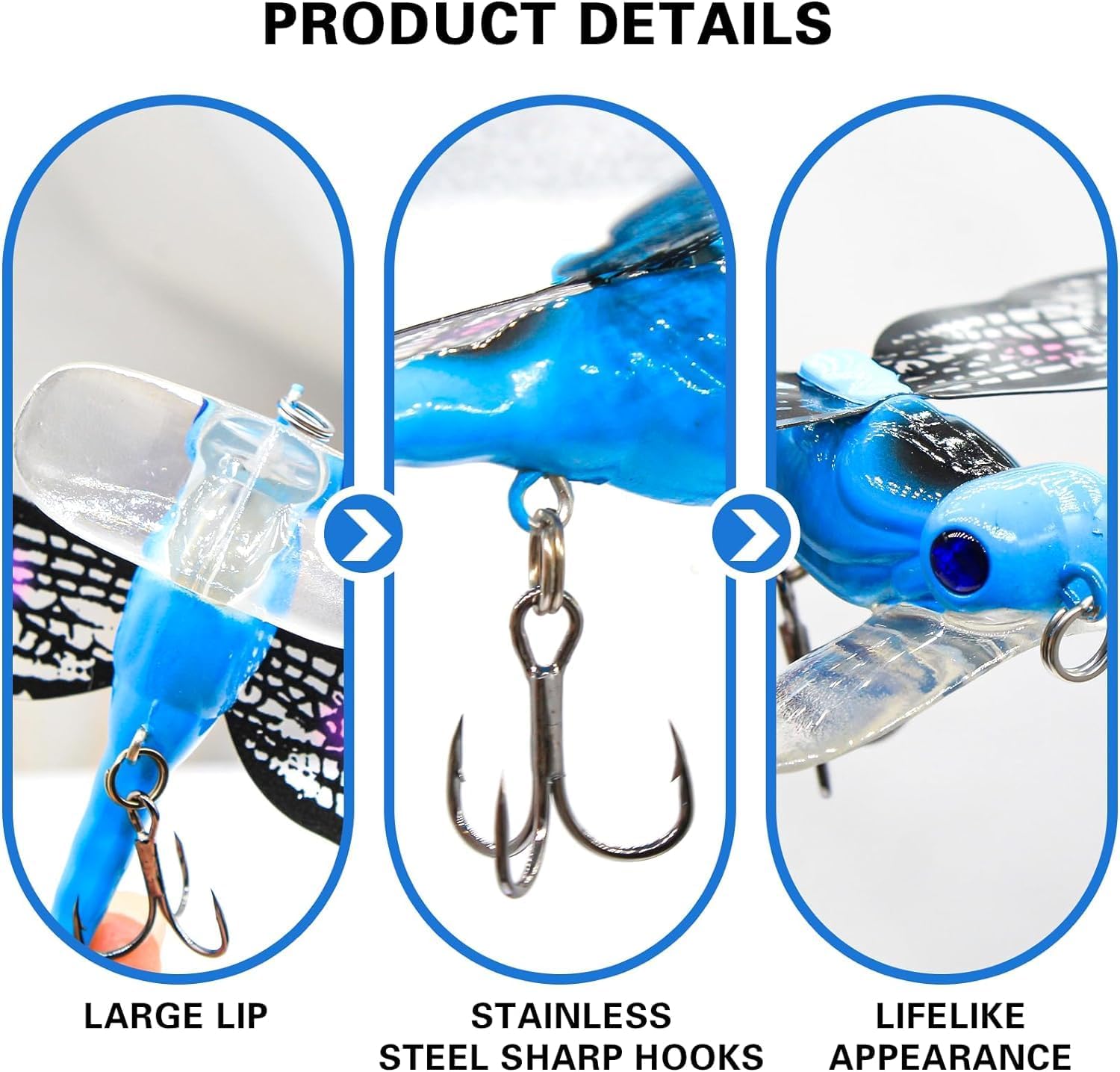 Topwater Dragonfly Fishing Lures Realistic Insect Design Bait with Hooks | Dragonfly Fishing Lures Topwater Insect Baits with Hooks, Realistic Soft Material Outdoor Fishing Bass Trout Freshwaters