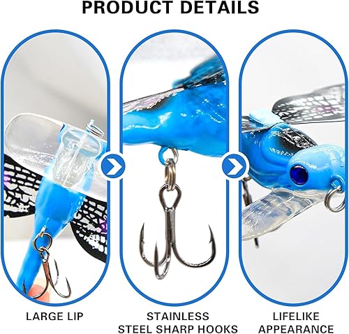 Miniatura 10 de Señuelos de pesca, juego de cebo de pesca, señuelos de pesca Topwater, señuelos de pesca de simulación con ganchos para herramientas de pesca al